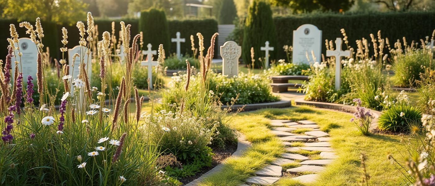 Jardin du souvenir paisible au lever du jour